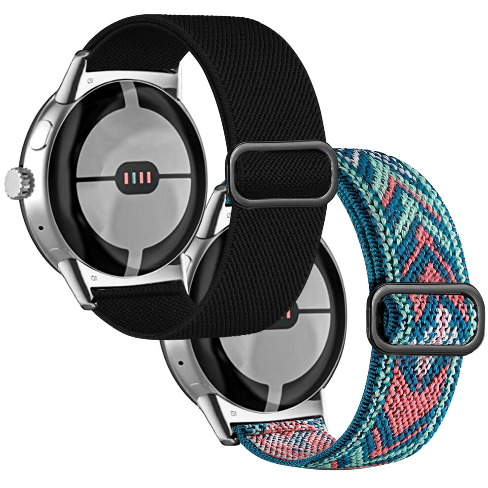 2 Pack Stretchy Nylon Soft Braided Sport Elastic Watch Band For Men 41Mm 6493810957888