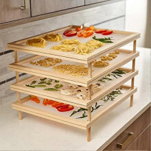 Stackable Food Dryer with Net Wooden Pasta Herb Drying Racks