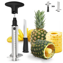 Pineapple Corer with Knife Upgraded Electric & Manual Stainless Steel Kitchen Tool Pineapple Slicer Core Remover