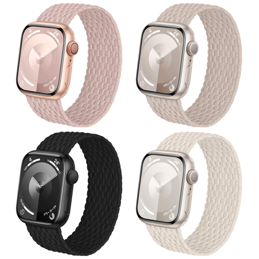4 Pack Braided Stretchy Solo Loop For Apple Watch Band Elastic Nylon Sport For Men 40Mm 41Mm 42Mm 46Mm 38Mm 44Mm 45Mm 49Mm 6493810958069