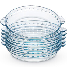 6 Pack Glass Deep Pie Pans for Baking and Serving 9 Inches
