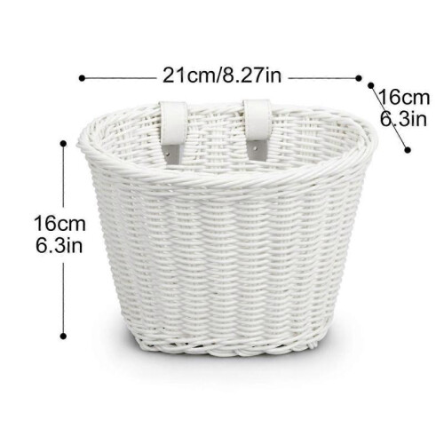 1Set Rattan Wicker Bicycle Basket Bike Handlebar Accessories Pink 2