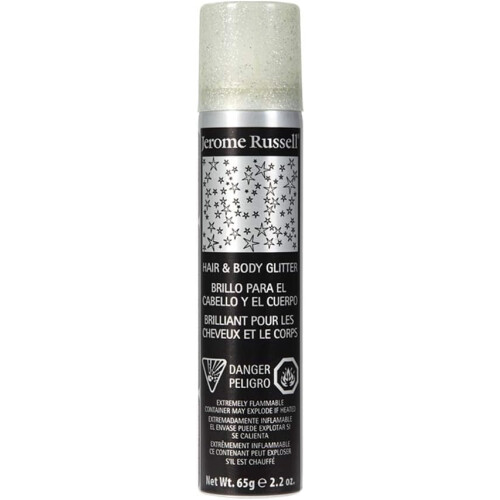 Jerome Russell Spray glitterato per capelli e corpo argento 2,2 once fluide 2