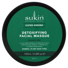 Sukin Super Greens Detoxifying Clay Masque 3.38 Fl. Oz.