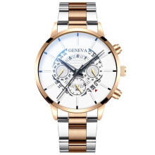 (White) Mens Watch Army Military Stainless Steel Wrist Watch Quartz Date Analog Luxury