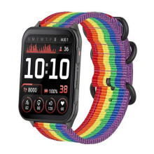 (Rainbow) Ring Buckle Nylon Canvas Watch Band For Garmin Venu X1