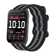 (Black Gray) Ring Buckle Nylon Canvas Watch Band For Garmin Venu X1
