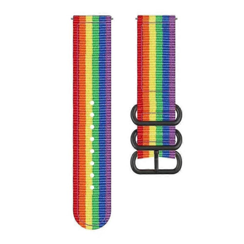 (Rainbow) Ring Buckle Nylon Canvas Watch Band For Garmin Venu X1 1