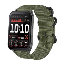 (Army Green) Ring Buckle Nylon Canvas Watch Band For Garmin Venu X1