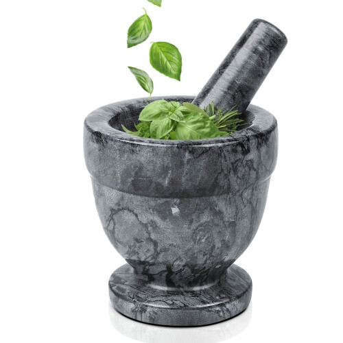 Black Mortar and Pestle Set for Kitchen Cooking 4 Inch