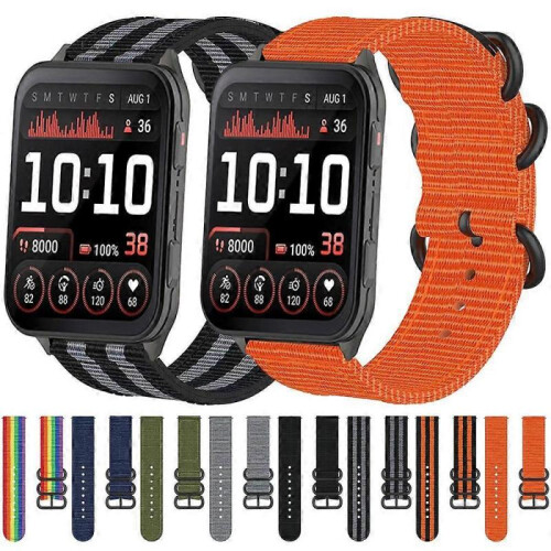 (Rainbow) Ring Buckle Nylon Canvas Watch Band For Garmin Venu X1 2