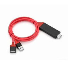 (Red) Dongle USB Male + USB Female to HDMI Male 1080P HDMI Cables Adapter