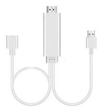 (White) Dongle USB Male + USB Female to HDMI Male 1080P HDMI Cables Adapter
