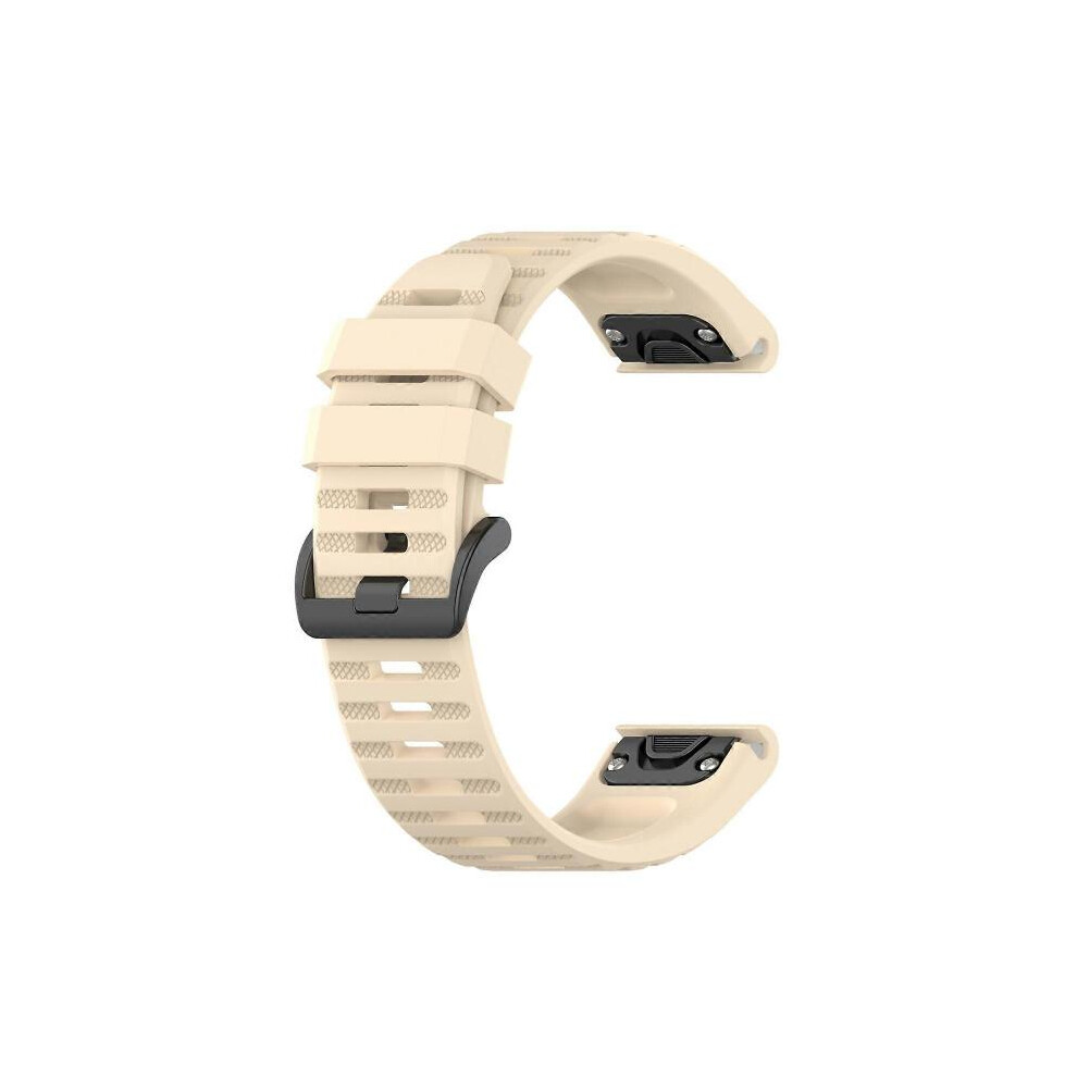 (Beige)For Garmin Fenix 6 Pro GPS Silicone Watch Band