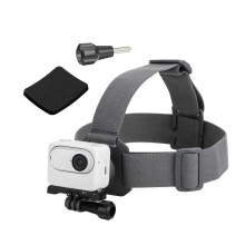 (Grey) Sunnylife TD672 360 Rotation Adjustable Head Strap Vlog POV Mount Belt for GoPro, Insta360, DJI Osmo Action and Other Action Cameras