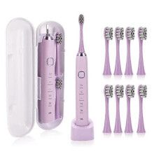 (Purple) Sarmocare S100 IPX7 Waterproof Portable Sonic Electric Toothbrush with 8-brush Heads