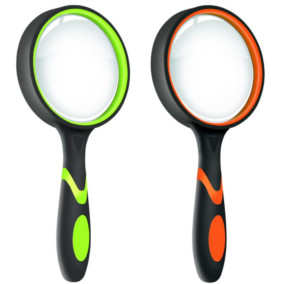 2 Pack Non-Slip Handheld Magnifying Glass for Reading and Hobby Observation 75mm