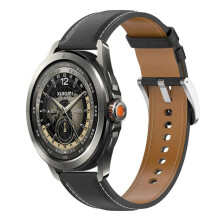 (Black) Stainless Steel Quick Release Buckle 22mm Leather Watch Band For Xiaomi Watch S4 Sport