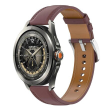 (Dark Brown) Stainless Steel Quick Release Buckle 22mm Leather Watch Band For Xiaomi Watch S4 Sport