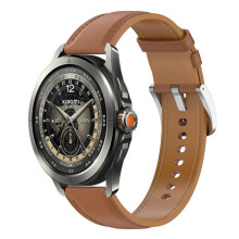 (Light Brown) Stainless Steel Quick Release Buckle 22mm Leather Watch Band For Xiaomi Watch S4 Sport