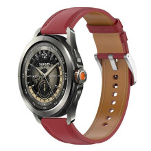 (Red) Stainless Steel Quick Release Buckle 22mm Leather Watch Band For Xiaomi Watch S4 Sport