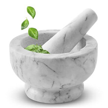 Natural Marble Stone Mortar and Pestle for Salsa Herb Crusher 5 Inches Set