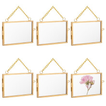 6 pcs Wall Hanging Mini Photo Frames Gold Folding Frame for Pressed Flowers Pictures Home Decor 2.6x3.7 Inch