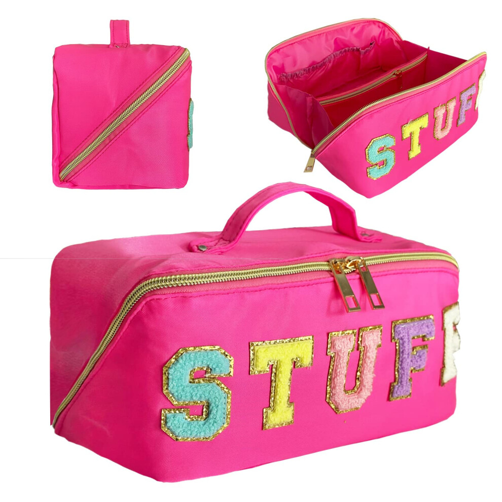 Preppy Nylon Cosmetic Chenille Bag for Makeup and Stuff