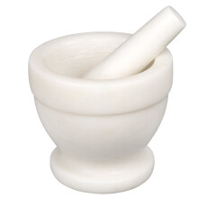 Natural Marble Mortar and Pestle Set for Kitchen Spices Herbs Pesto Grinder 5.3' Diam. x 4.5' H