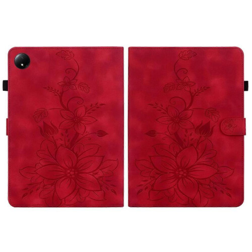 (For Xiaomi Redmi Pad SE 8.7, Red) Lily Embossed Leather Tablet Case 2