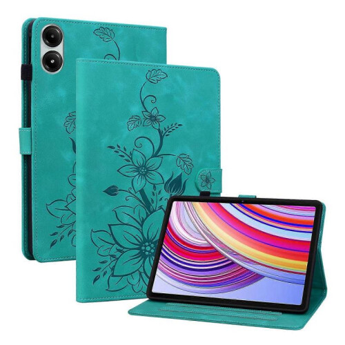 (For Xiaomi Redmi Pad Pro 12.1, Green) Lily Embossed Leather Tablet Case