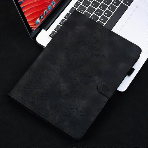 (For Redmi Pad 2 / Redmi Pad SE 11 2025, Black) Lily Embossed Leather Tablet Case 1