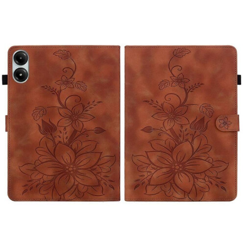 (For Xiaomi Redmi Pad Pro 12.1, Brown) Lily Embossed Leather Tablet Case 2