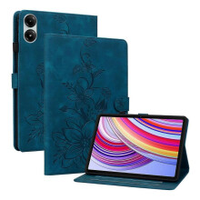 (For Xiaomi Redmi Pad Pro 12.1, Dark Blue) Lily Embossed Leather Tablet Case