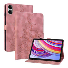 (For Xiaomi Redmi Pad Pro 12.1, Pink) Lily Embossed Leather Tablet Case