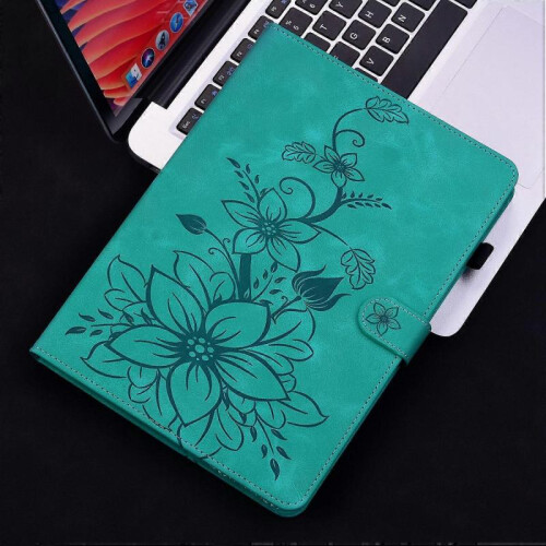 (For Xiaomi Pad 6 11.0 2023, Green) Lily Embossed Leather Tablet Case 1