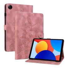 (For Xiaomi Redmi Pad SE 8.7, Pink) Lily Embossed Leather Tablet Case