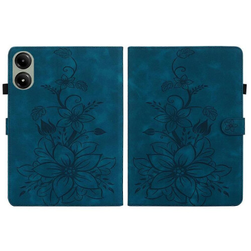 (For Redmi Pad 2 / Redmi Pad SE 11 2025, Dark Blue) Lily Embossed Leather Tablet Case 2