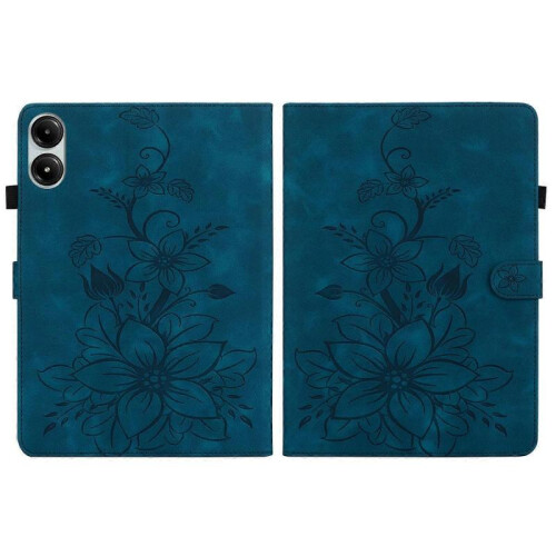 (For Xiaomi Redmi Pad Pro 12.1, Dark Blue) Lily Embossed Leather Tablet Case 2