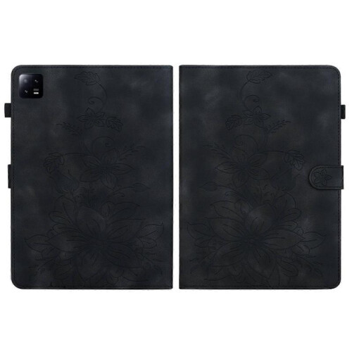 (For Xiaomi Pad 6 11.0 2023, Black) Lily Embossed Leather Tablet Case 2