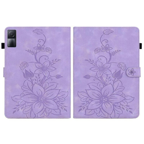 (For Xiaomi Redmi Pad 10.61, Purple) Lily Embossed Leather Tablet Case 2