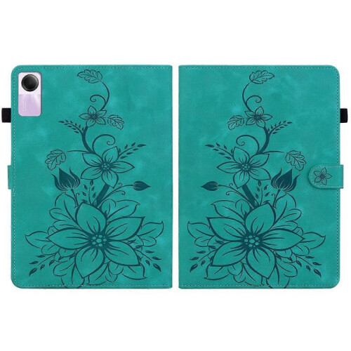 (For Xiaomi Redmi Pad SE, Green) Lily Embossed Leather Tablet Case 2