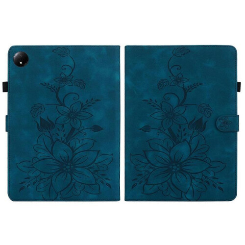 (For Xiaomi Redmi Pad SE 8.7, Dark Blue) Lily Embossed Leather Tablet Case 2