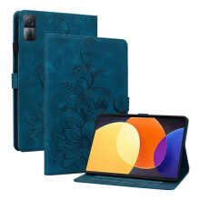 (For Xiaomi Redmi Pad 10.61, Dark Blue) Lily Embossed Leather Tablet Case