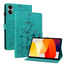 (For Redmi Pad 2 / Redmi Pad SE 11 2025, Green) Lily Embossed Leather Tablet Case