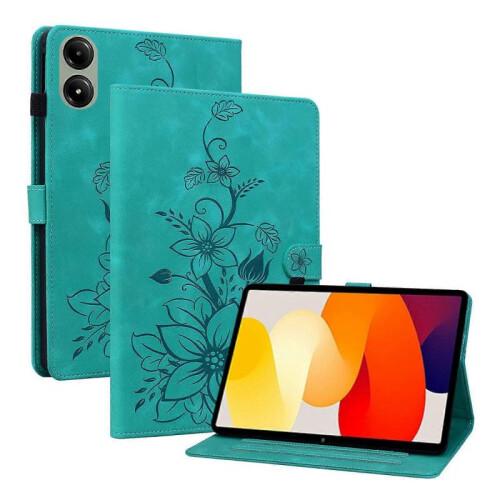 (For Redmi Pad 2 / Redmi Pad SE 11 2025, Green) Lily Embossed Leather Tablet Case