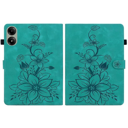 (For Redmi Pad 2 / Redmi Pad SE 11 2025, Green) Lily Embossed Leather Tablet Case 2