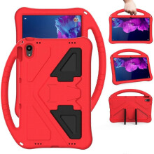 (Red) For Lenovo Tab P11 / J606F EVA Flat Anti Falling Protective Case Shell with Holder(Black)