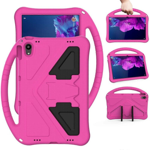 (Rose Red) For Lenovo Tab P11 / J606F EVA Flat Anti Falling Protective Case Shell with Holder(Black)
