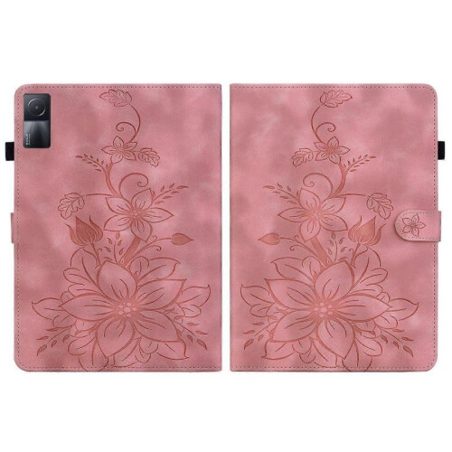 (For Xiaomi Redmi Pad 10.61, Pink) Lily Embossed Leather Tablet Case 2